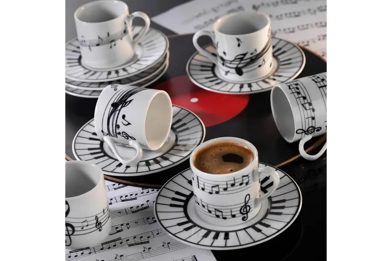 Masahiko Kaffekop 12-dele, Hvid/Sort