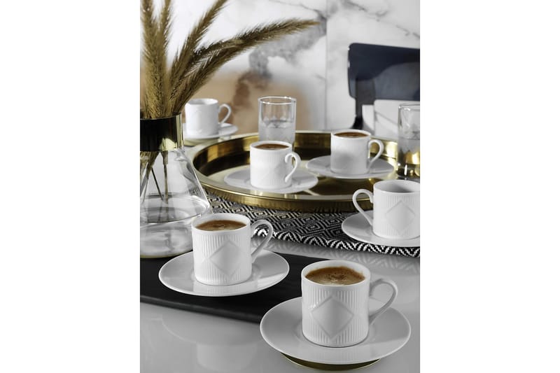 Adine Kaffekopsæt 12 Dele - Porcelæn/Hvid - Husholdning - Servering & opdækning - Porcelæn