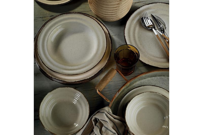 Adine Tallerkensæt 24 Dele - Porcelæn/Brun - Husholdning - Servering & opdækning - Porcelæn