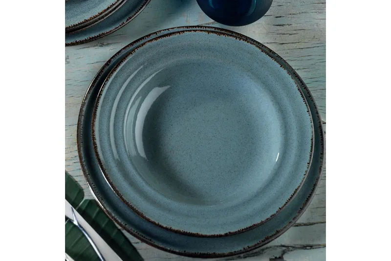 Adine Tallerkensæt 24 Dele - Porcelæn/Blå - Husholdning - Servering & opdækning - Porcelæn