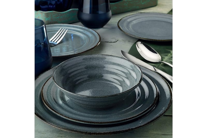 Adine Tallerkensæt 24 Dele - Porcelæn/Blå - Husholdning - Servering & opdækning - Porcelæn