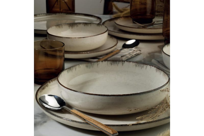 Adine Tallerkensæt 24 Dele - Porcelæn/Brun - Husholdning - Servering & opdækning - Porcelæn