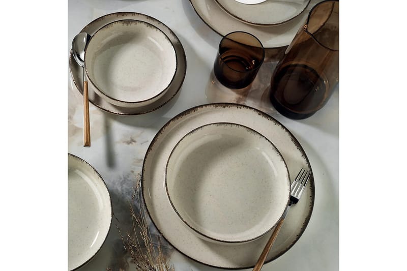 Adine Tallerkensæt 24 Dele - Porcelæn/Brun - Husholdning - Servering & opdækning - Porcelæn