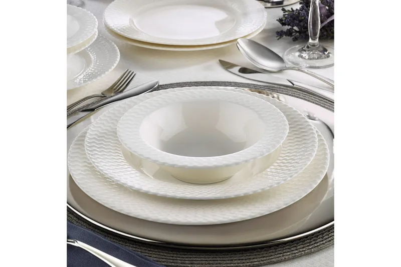 Adine Porcelæn Middagsservice 24 Dele Porcelæn - Hvid - Husholdning - Servering & opdækning - Porcelæn