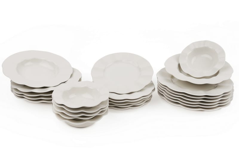Adine Porcelæn Middagsservice 24 Dele Porcelæn - Creme - Husholdning - Servering & opdækning - Porcelæn