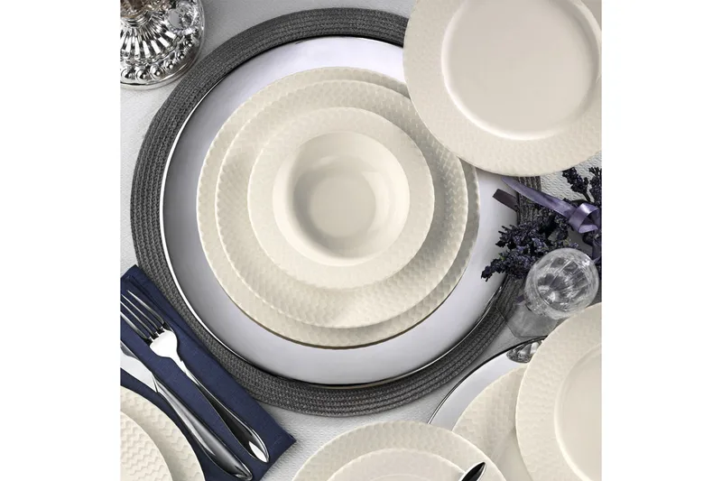 Adine Porcelæn Middagsservice 24 Dele Porcelæn - Hvid - Husholdning - Servering & opdækning - Porcelæn