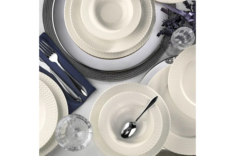 Adine Porcelæn Middagsservice 24 Dele Porcelæn - Hvid - Husholdning - Servering & opdækning - Porcelæn