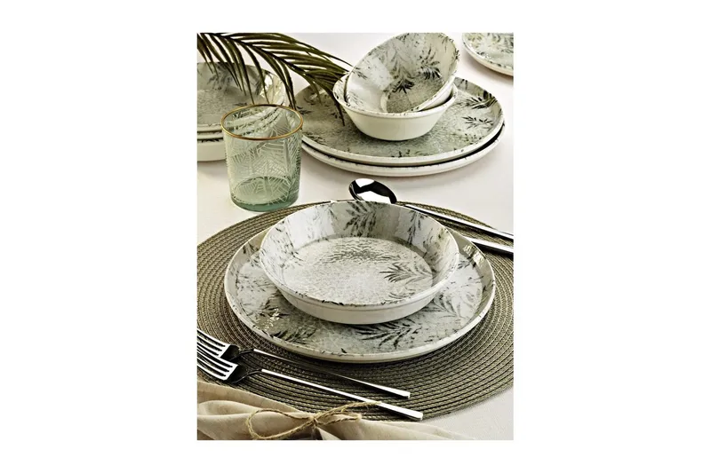 Spisestel (12 Dele) Banket Hvid / Antracit - Hvid/Antracit - Husholdning - Servering & opdækning - Porcelæn