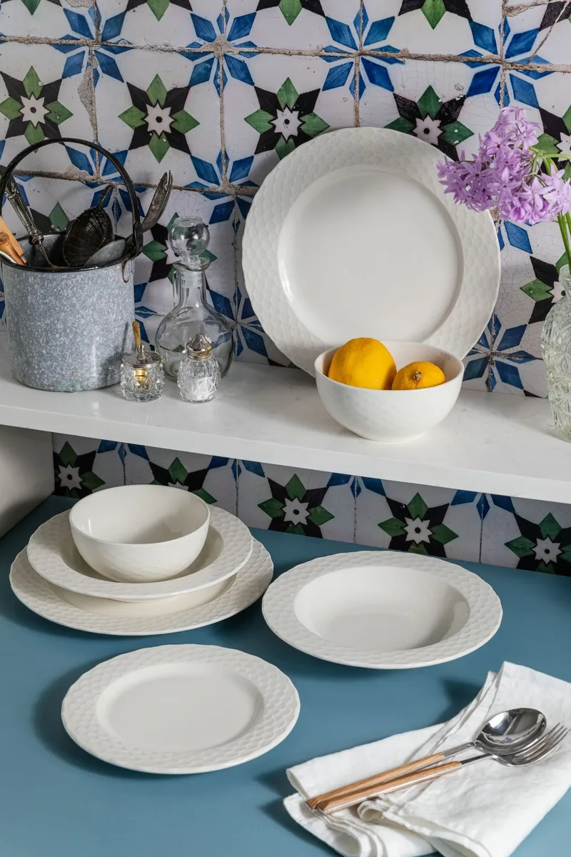 Spisestel (24 dele) Opviq Costa Costa 24 (32 x 36 x 41 cm) hvid - Hvid - Husholdning - Servering & opdækning - Porcelæn