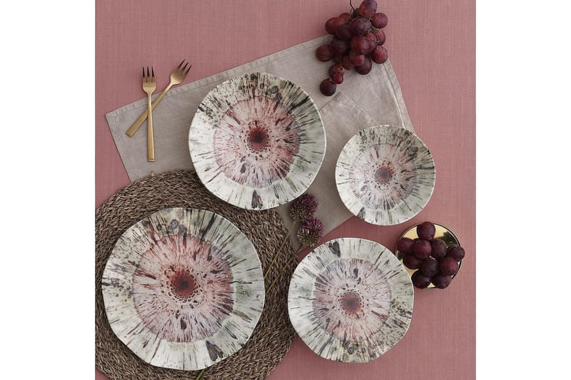 Subatan Tallerkensæt 24 Dele - Porcelæn/Flerfarvet - Husholdning - Servering & opdækning - Porcelæn