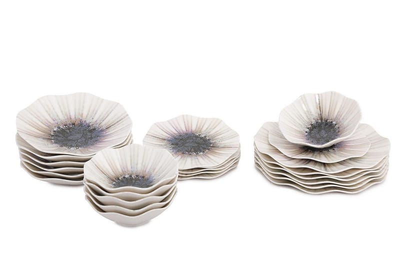 Subatan Tallerkensæt 24 Dele - Porcelæn/Flerfarvet - Husholdning - Servering & opdækning - Porcelæn