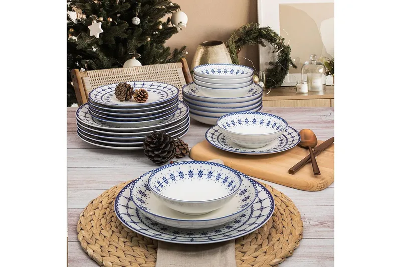 Subatan Tallerkensæt 24 Dele, Porcelæn/Hvid