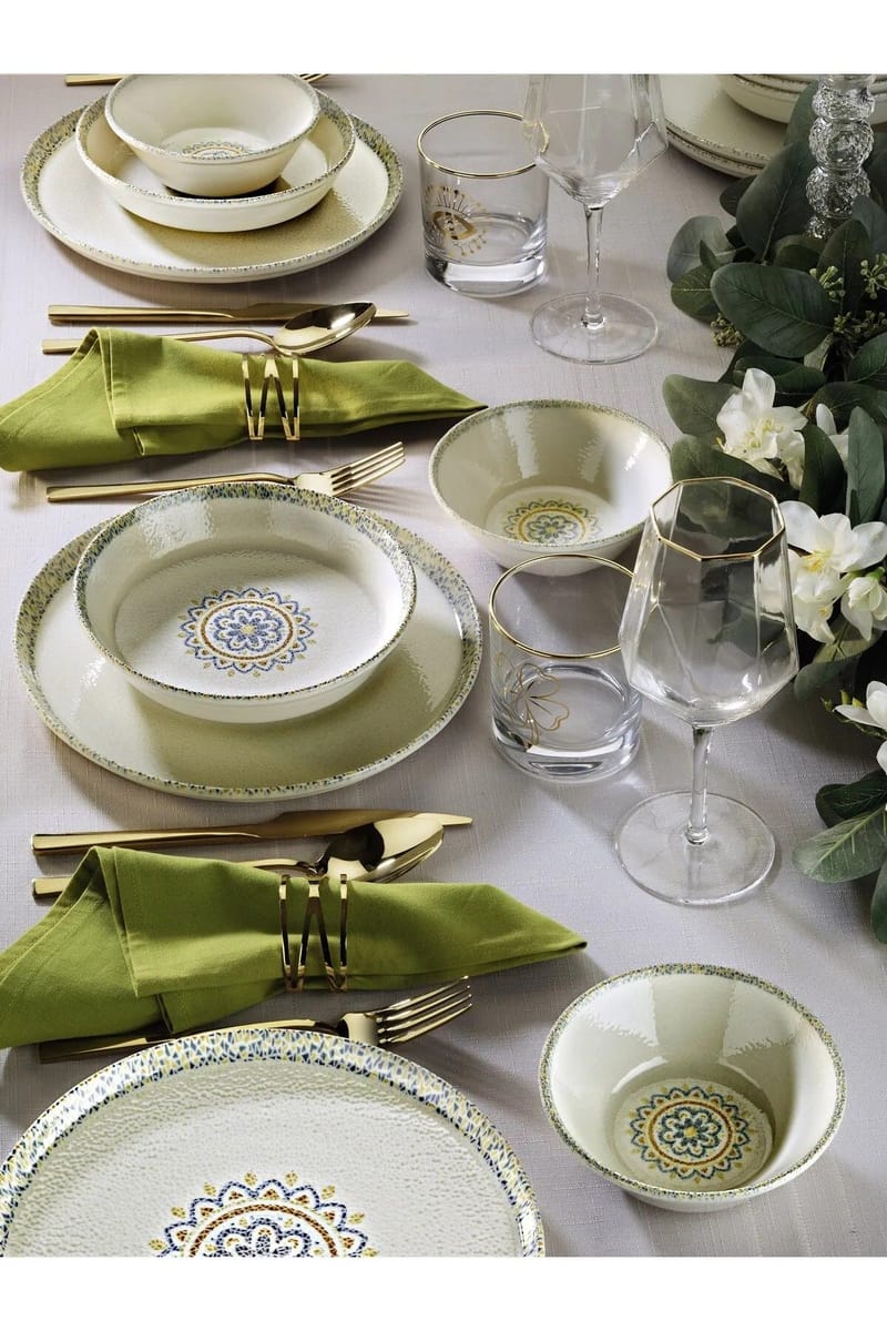 Spisestel (12 dele) Hermia Feast grå / hvid - Husholdning - Servering & opdækning - Tallerkener