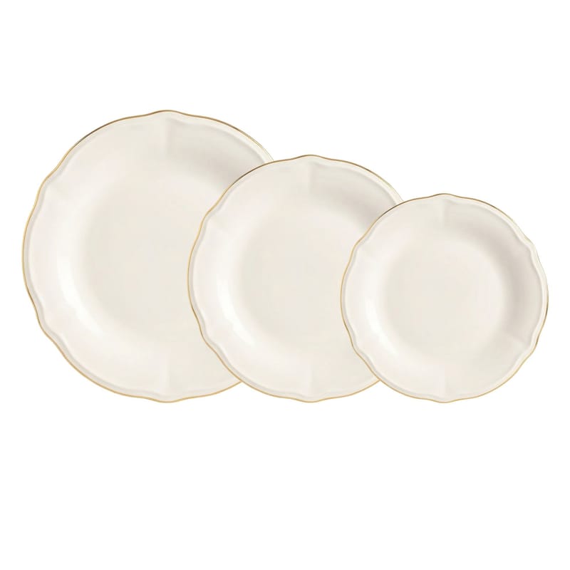 Spisestel (18 dele) Opviq Altin File Fulya 18 (30 x 32 x 31 cm) Hvid guld - Hvid og guld - Husholdning - Servering & opdækning - Porcelæn