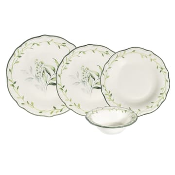 Spisestel (24 dele) Opviq Olivessa Fulya 24 (32 x 36 x 41 cm) Hvid Grøn - Hvid og grøn - Husholdning - Servering & opdækning - Porcelæn
