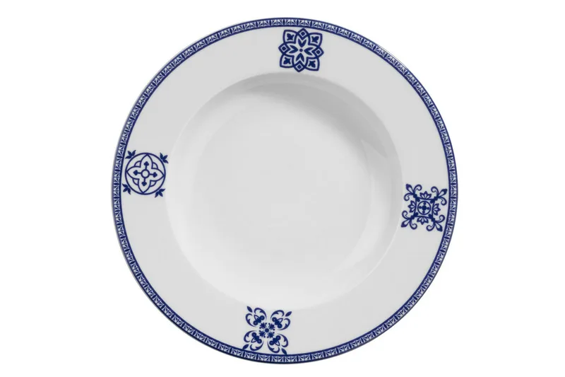 Adine Porcelæn Middagsservice 24 Dele Porcelæn - Hvid/Blå - Husholdning - Servering & opdækning - Tallerkener