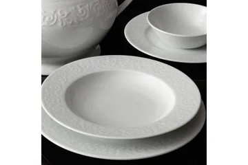Adine Porcelæn Middagsservice 24 Dele Porcelæn - Hvid - Husholdning - Servering & opdækning - Tallerkener