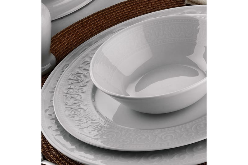 Adine Porcelæn Middagsservice 24 Dele Porcelæn - Hvid - Husholdning - Servering & opdækning - Tallerkener