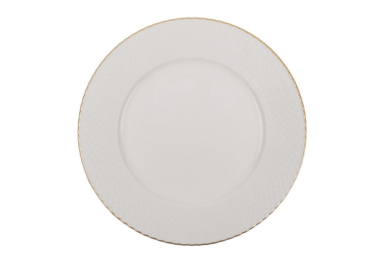 Adine Porcelæn Middagsservice 24 Dele Porcelæn - Hvid/Guld - Husholdning - Servering & opdækning - Tallerkener