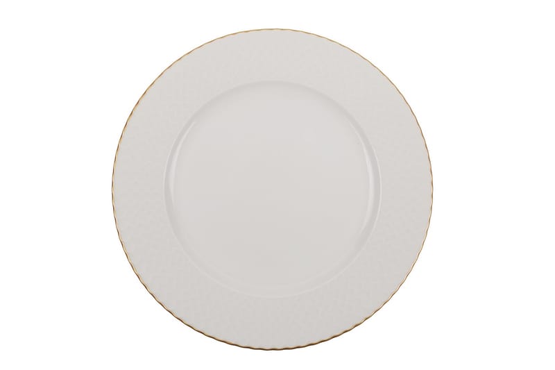 Adine Porcelæn Middagsservice 24 Dele Porcelæn - Hvid/Guld - Husholdning - Servering & opdækning - Tallerkener