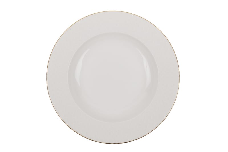 Adine Porcelæn Middagsservice 24 Dele Porcelæn - Hvid/Guld - Husholdning - Servering & opdækning - Tallerkener