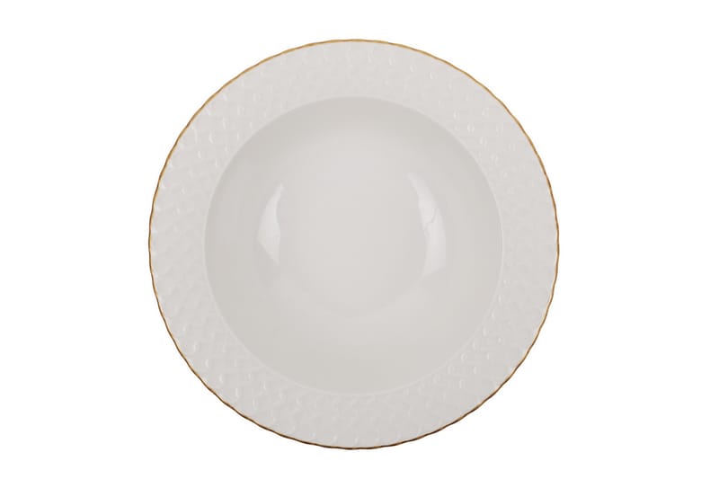 Adine Porcelæn Middagsservice 24 Dele Porcelæn - Hvid/Guld - Husholdning - Servering & opdækning - Tallerkener
