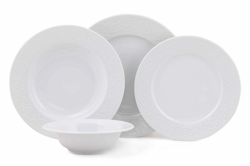 Adine Porcelæn Middagsservice 24 Dele Porcelæn - Hvid - Husholdning - Servering & opdækning - Tallerkener