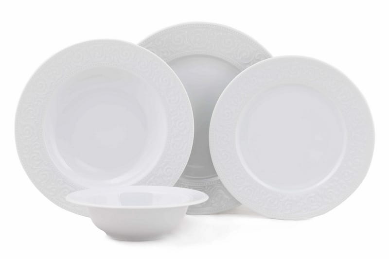 Adine Porcelæn Middagsservice 24 Dele Porcelæn - Hvid - Porcelæn - Tallerkener - Porcelæn service