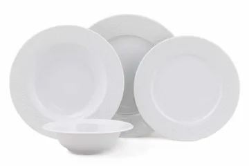 Adine Porcelæn Middagsservice 24 Dele Porcelæn - Hvid - Husholdning - Servering & opdækning - Tallerkener