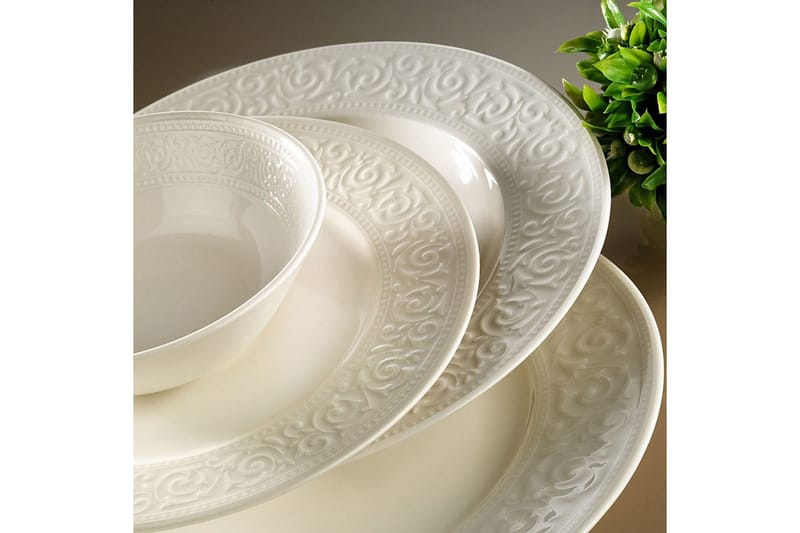 Adine Porcelæn Middagsservice 24 Dele Porcelæn - Hvid - Husholdning - Servering & opdækning - Tallerkener