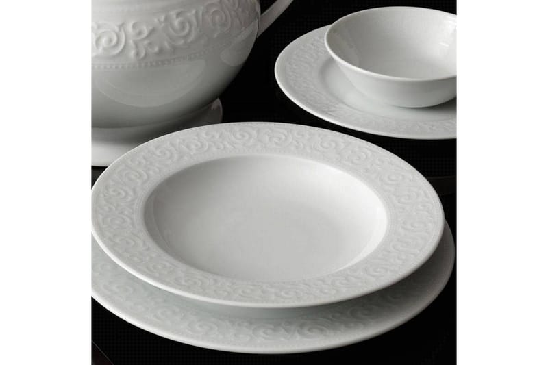 Adine Porcelæn Middagsservice 24 Dele Porcelæn - Hvid - Husholdning - Servering & opdækning - Tallerkener