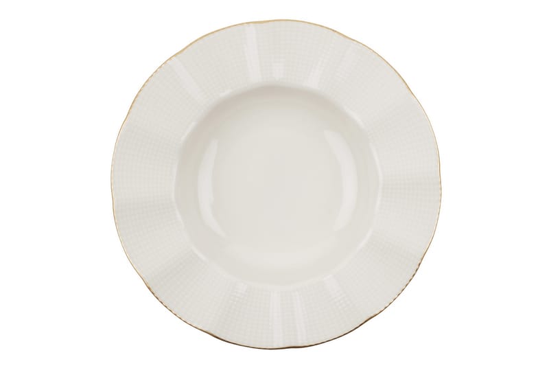 Adine Porcelæn Middagsservice 24 Dele Porcelæn - Creme/Guld - Husholdning - Servering & opdækning - Tallerkener
