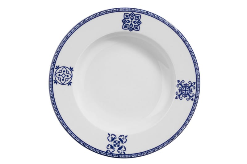 Adine Porcelæn Middagsservice 24 Dele Porcelæn - Hvid/Blå - Husholdning - Servering & opdækning - Tallerkener
