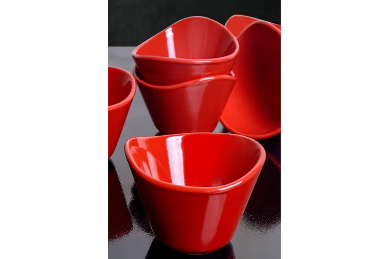 Skålesæt 6 stk - Rød - Husholdning - Servering & opdækning - Tallerkener - Dybe tallerkner