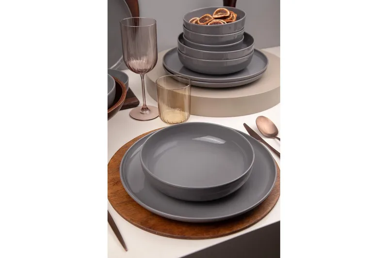 Spisestel (12 Dele) Athodna Antracit - Antracit - Husholdning - Servering & opdækning - Tallerkener - Servicesæt & tallerkner sæt