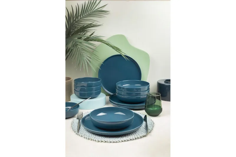 Spisestel (12 Dele) Ceremony Mørkeblå - Mørkeblå - Husholdning - Servering & opdækning - Tallerkener - Servicesæt & tallerkner sæt