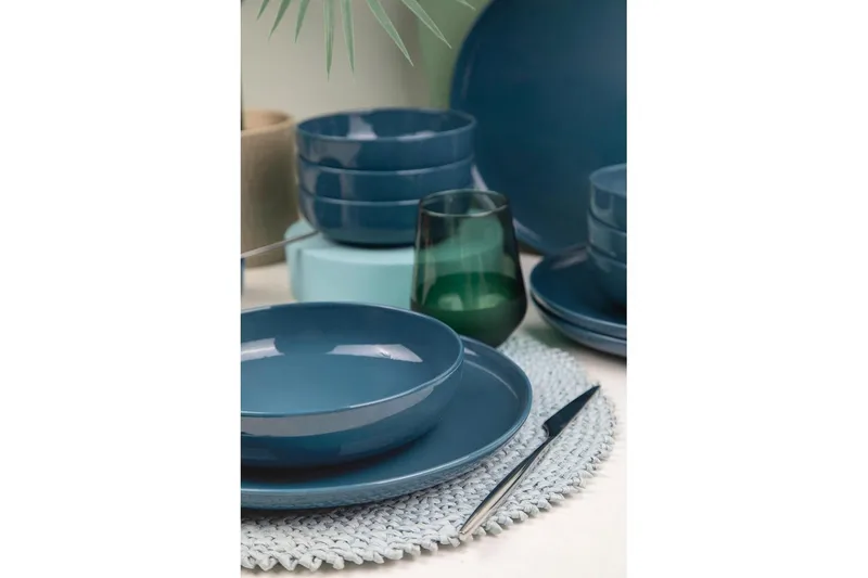 Spisestel (12 Dele) Ceremony Mørkeblå - Mørkeblå - Husholdning - Servering & opdækning - Tallerkener - Servicesæt & tallerkner sæt