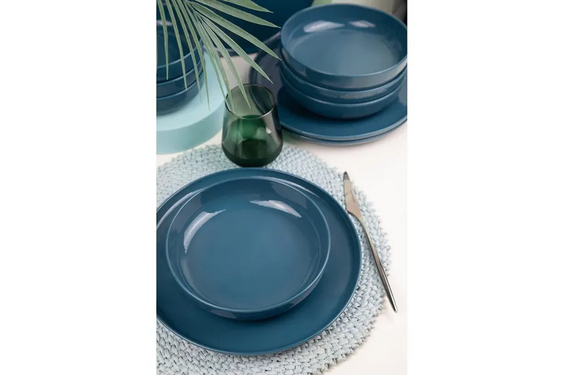 Spisestel (12 Dele) Ceremony Mørkeblå - Mørkeblå - Husholdning - Servering & opdækning - Tallerkener - Servicesæt & tallerkner sæt