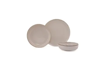 Spisestel (12 Dele) Lomara Creme - Cremevhid - Husholdning - Servering & opdækning - Tallerkener
