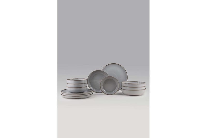 Spisestel (12 Dele) Pinewick Grå, Kulgrå