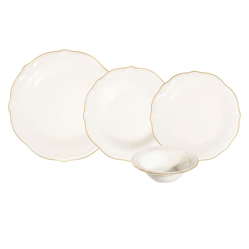 Spisestel (24 dele) Opviq Altin File Fulya 24 (32 x 36 x 41 cm) Hvid guld - Hvid/guld - Husholdning - Servering & opdækning - Tallerkener