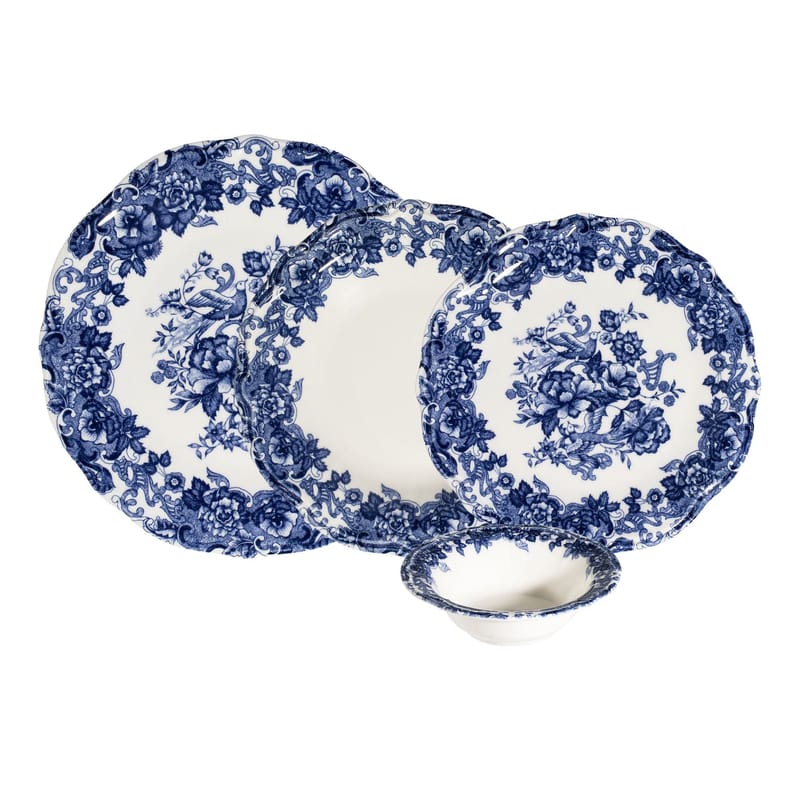 Spisestel (24 dele) Opviq Emerala Blue Fulya 24 (32 x 36 x 41 cm) Hvid blå - Hvid og blå - Husholdning - Servering & opdækning - Tallerkener