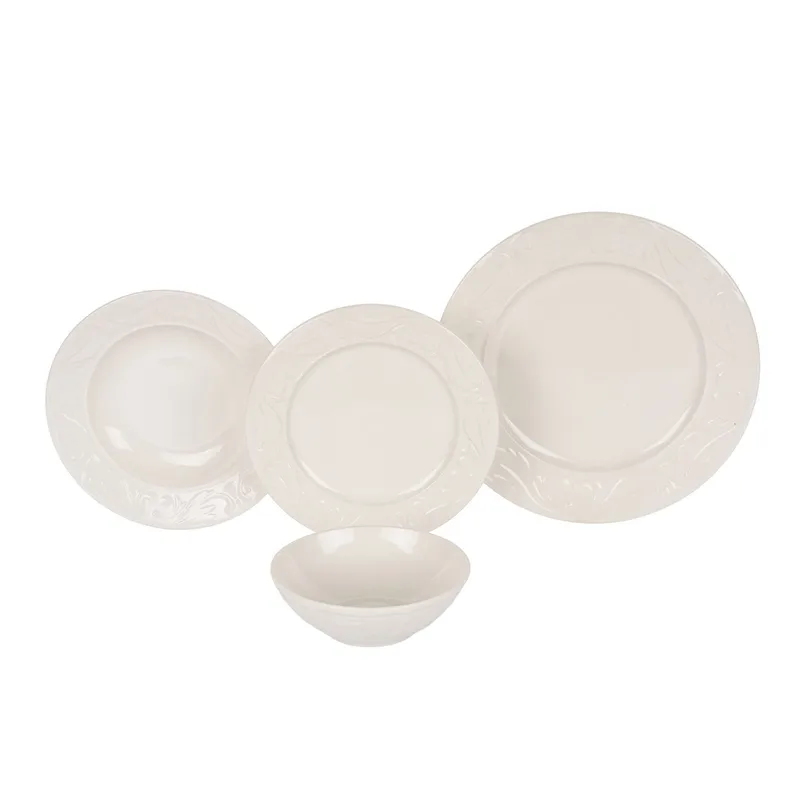Spisestel (24 dele) Opviq Rolyefli (32 x 32 x 29 cm) Creme, Creme