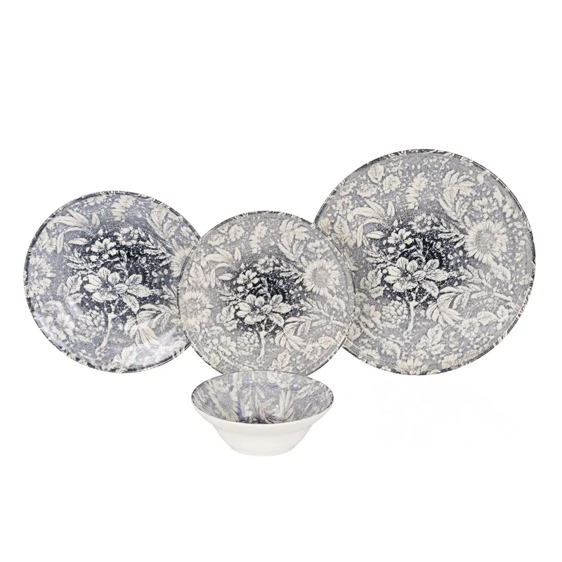 Spisestel (24 dele) Opviq Stone Flower (32 x 32 x 29 cm) Flerfarvet - Flerfarvet - Husholdning - Servering & opdækning - Tallerkener