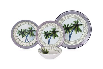 Spisestel (24 dele) Opviq Tile Palm (32 x 32 x 29 cm) Flerfarvet - Flerfarvet - Husholdning - Servering & opdækning - Tallerkener