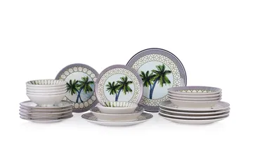 Spisestel (24 dele) Opviq Tile Palm (32 x 32 x 29 cm) Flerfarvet - Flerfarvet - Husholdning - Servering & opdækning - Tallerkener