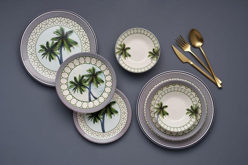 Spisestel (24 dele) Opviq Tile Palm (32 x 32 x 29 cm) Flerfarvet - Flerfarvet - Husholdning - Servering & opdækning - Tallerkener