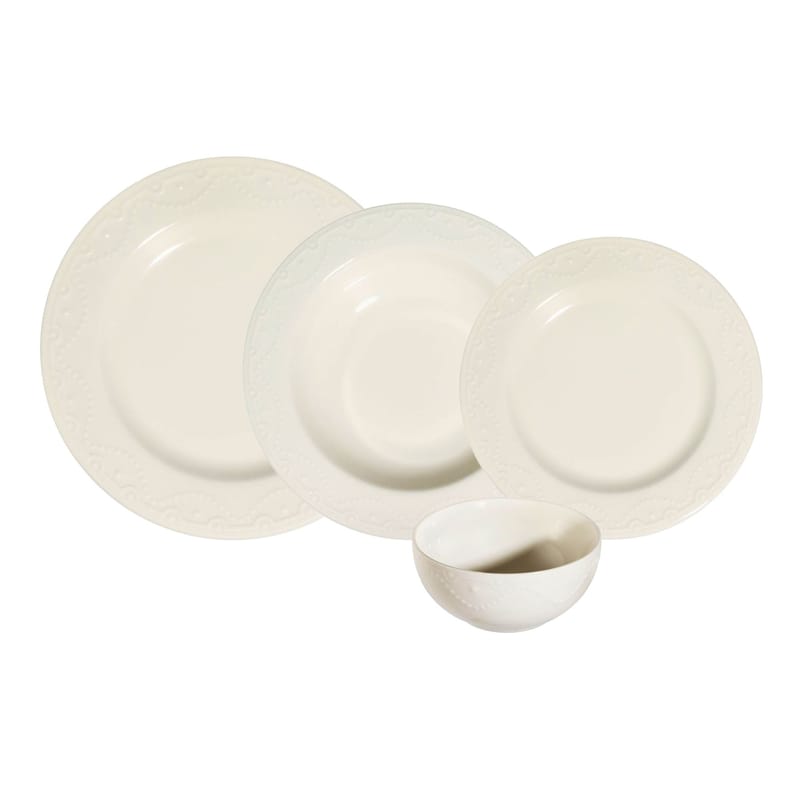 Spisestel (24 dele) Opviq Zincir 24 (32 x 36 x 41 cm) Hvid - Hvid - Husholdning - Servering & opdækning - Tallerkener