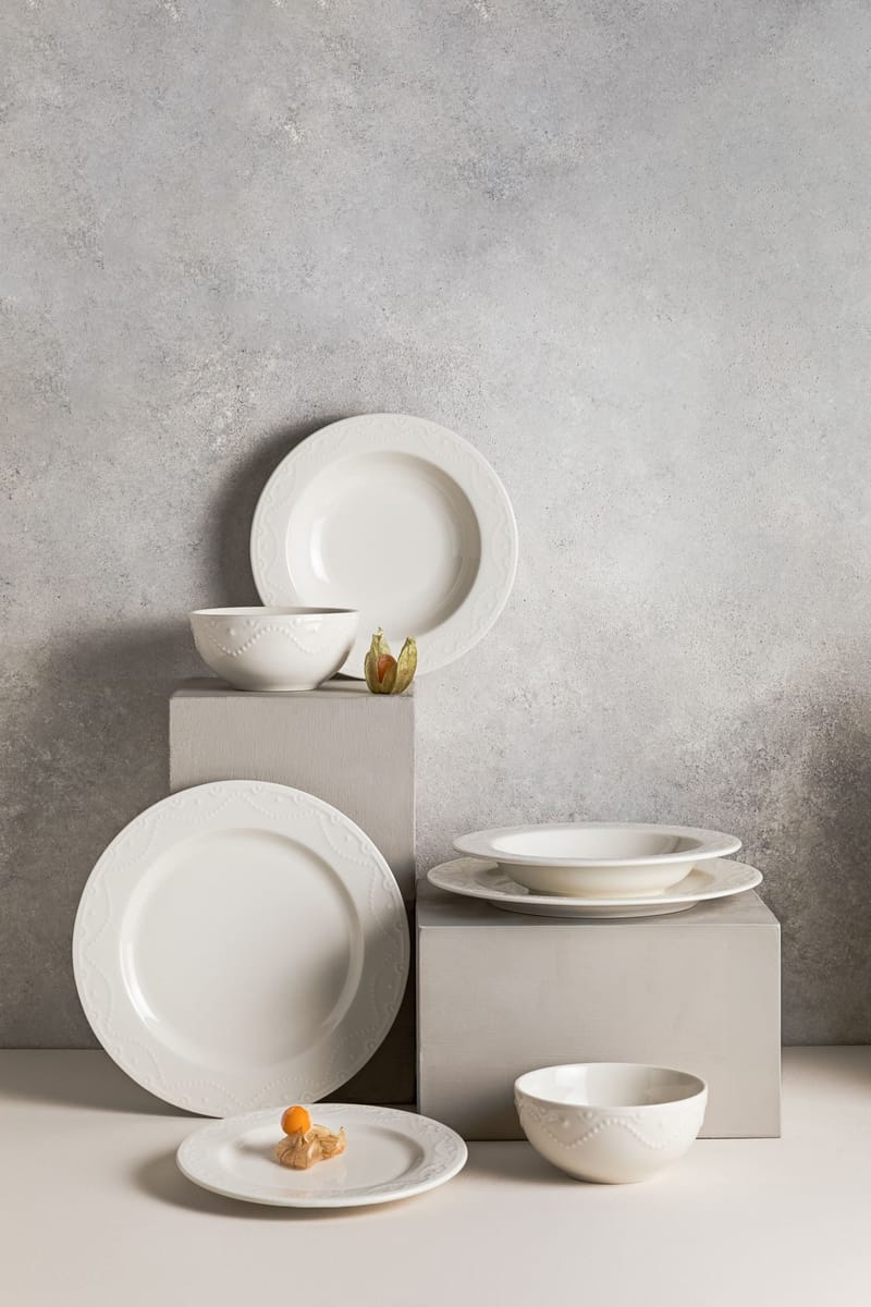 Spisestel (24 dele) Opviq Zincir 24 (32 x 36 x 41 cm) Hvid - Hvid - Husholdning - Servering & opdækning - Tallerkener