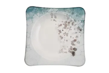 Subatan Tallerkensæt 24 dele - Porcelæn/Flerfarvet - Husholdning - Servering & opdækning - Tallerkener - Firkantede tallerkner